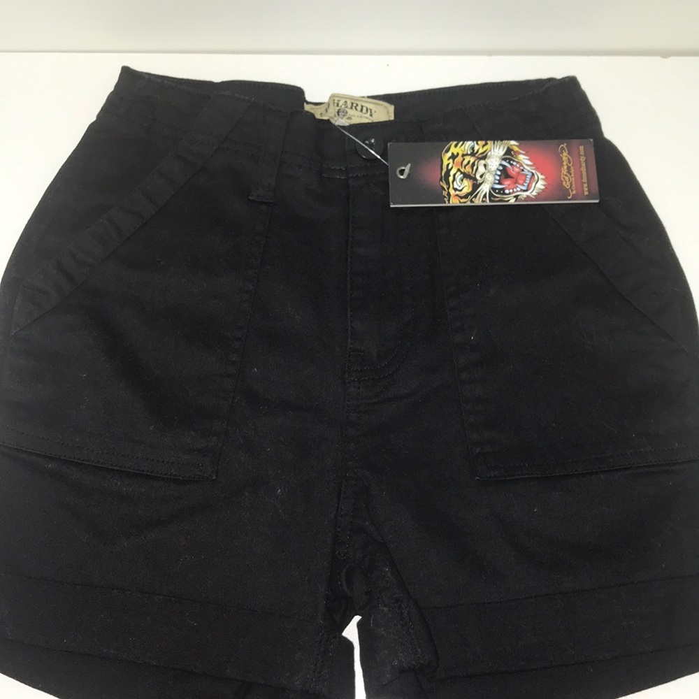 Ed Hardy Women's High-Waist Black Shorts